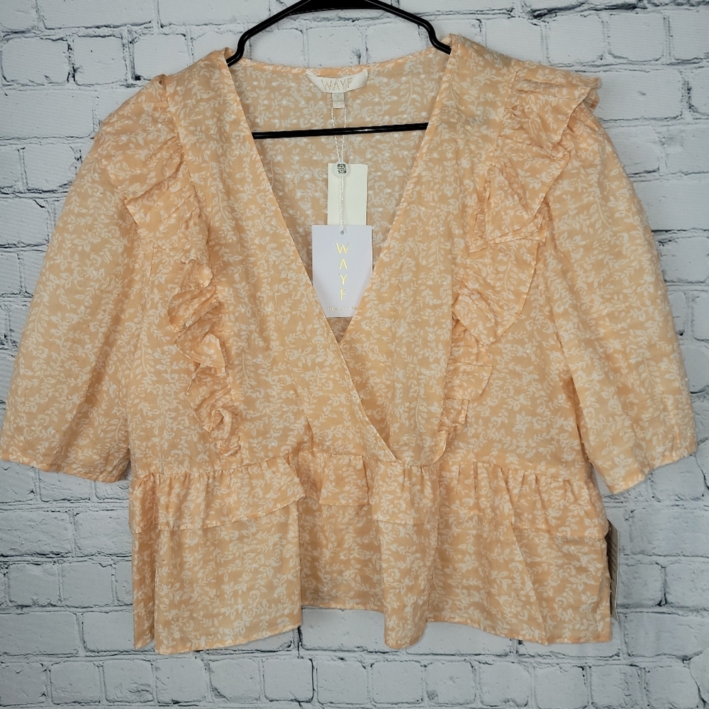 NWT WAYF Size XL Navi Ruffle Peplum Top